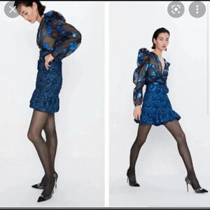 Zara FLOUNCED HEM BELTED SKIRT